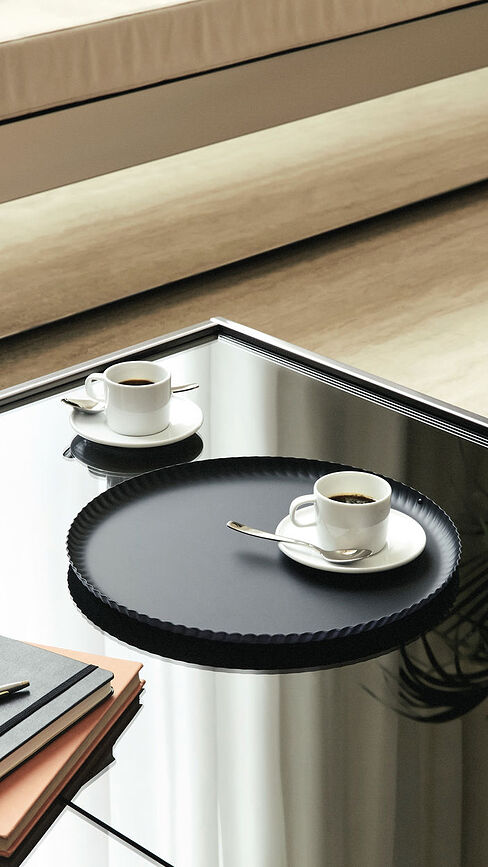 Pleats Plateau de Service rond, 31 cm, noir