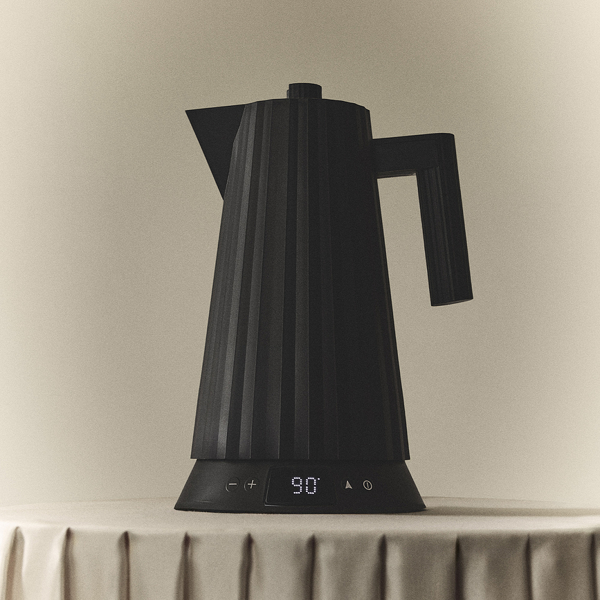 Plissé Bouilloire Électrique à température réglable, 1,7 l, noire