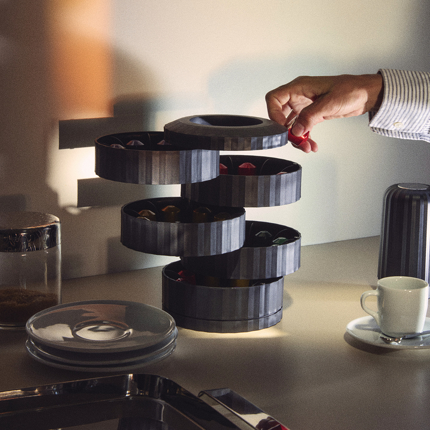 Plissé Boîte de Rangement pour Capsules de Café, blanche