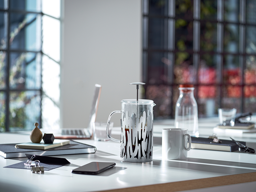 Prensa Francesa Barkoffee, plateada, pulida, para café y té