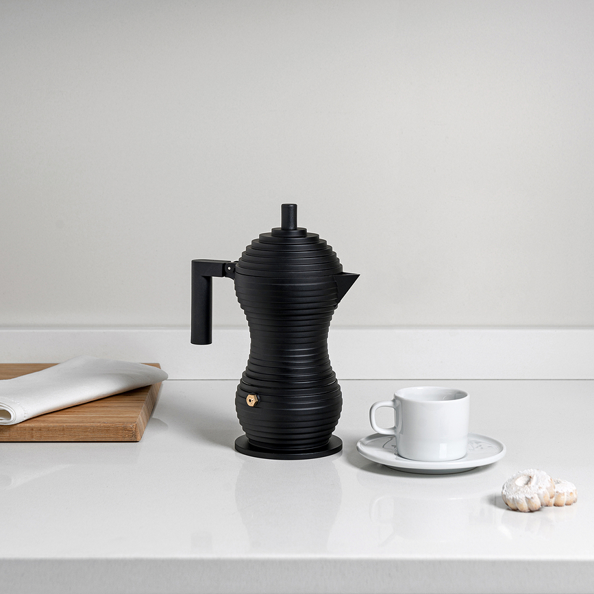 Pulcina Cafetière à Moka 150 ml, noire