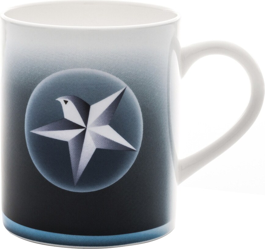 Taza Blue Christmas, con diseño de soldado y bailarina