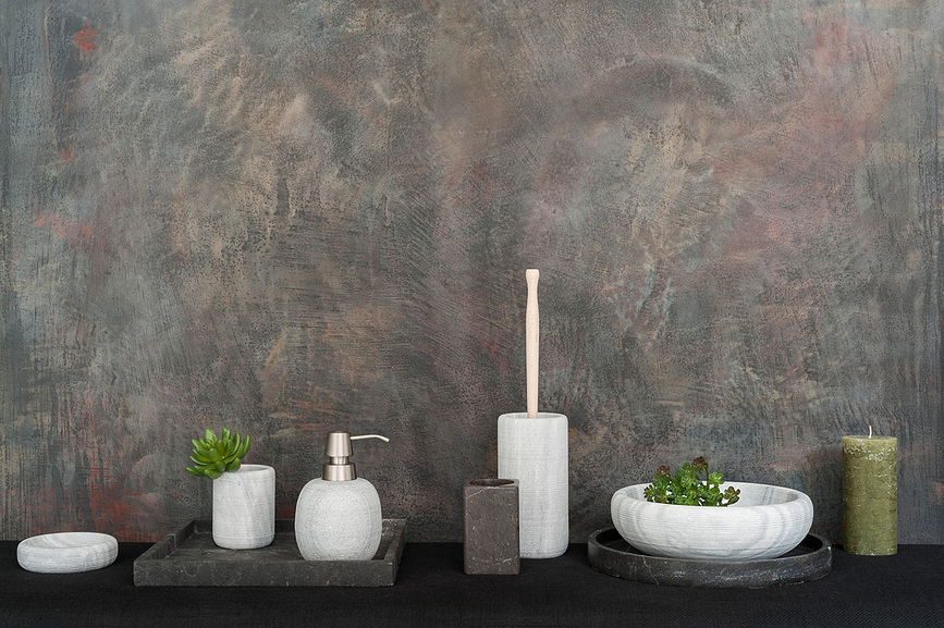 Bandeja decorativa Hammam, redonda, 30 cm, gris oscuro