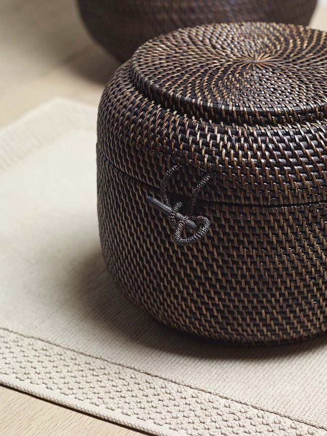 Cesto de almacenamiento de ratán Cino, marrón claro