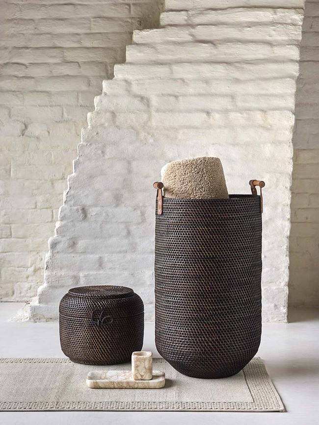 Cino Panier de Rangement, en rotin, noir