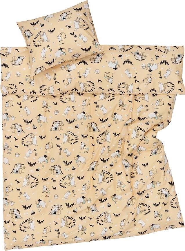 Arabia Finland Bettwäsche 150 x 210 cm Mumins Family beige mit Kissenbezug 50 x 60 cm