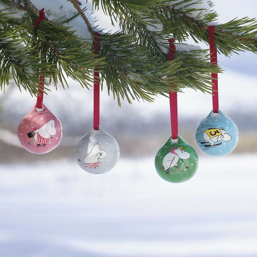 Arabia Finland Boules de Noël Moomin Winter, Lot de 4