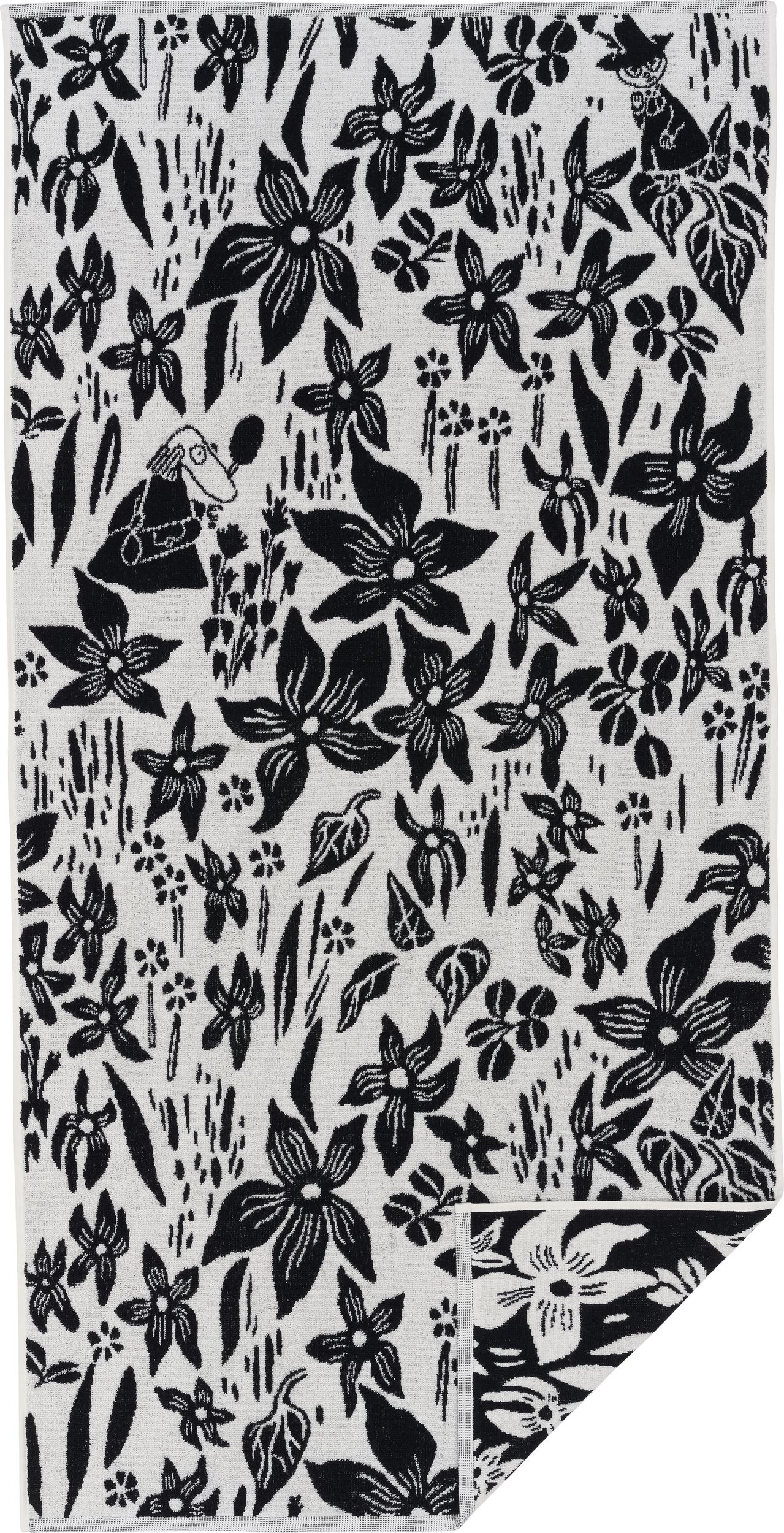 Arabia Finland Lilja Handtuch 70 x 140 cm Mumins schwarz-weiß