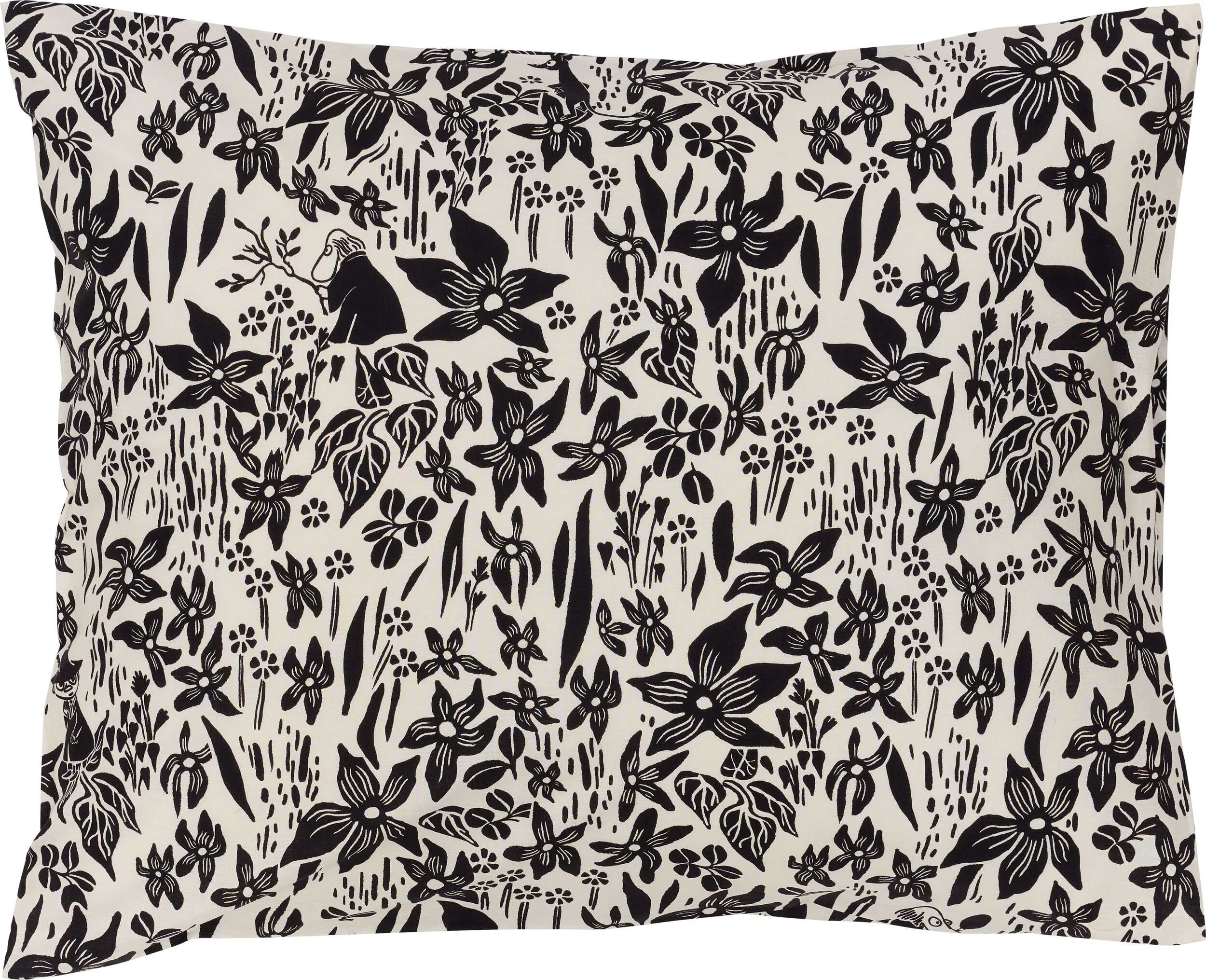 Arabia Finland Lilja Kissenbezug 50 x 60 cm Mumins schwarz-weiß