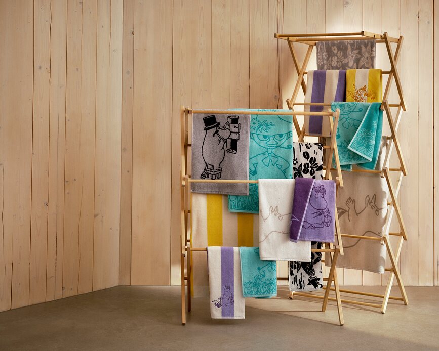 Arabia Finland Lilja Moomin Πετσέτα, 30 x 50 cm, μαύρο-άσπρο