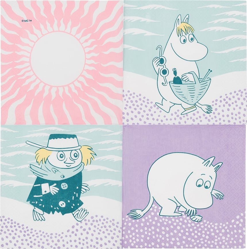 Arabia Finland Moomin 'Beach day' Serviettes en Papier, 33 cm, Lot de 20
