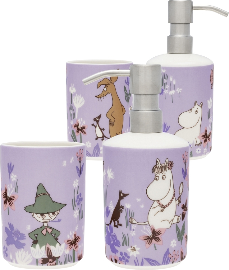 Arabia Finland Moomin Σετ Μπάνιου, Bathtime, δοχείο σαπουνιού και κύπελλο οδοντόβουρτσας, Σετ 2 τεμαχίων