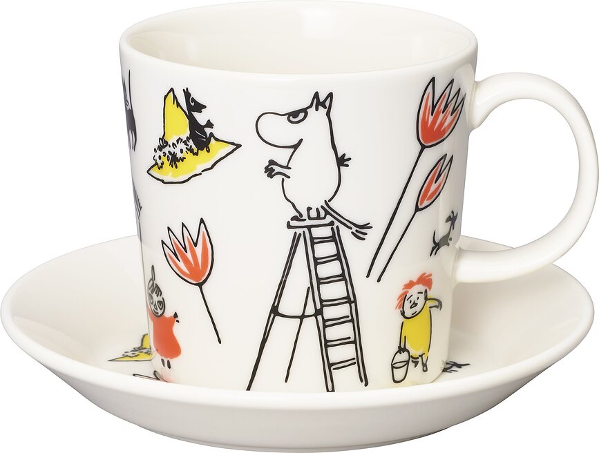 Arabia Finland Moomin Κούπα με πιατάκι, Moomintroll, λευκή