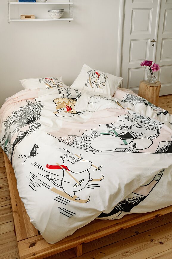Arabia Finland Moomin Housse de Couette motif Papa Moomin, 150 x 210 cm, avec taie d'oreiller 50 x 60 cm