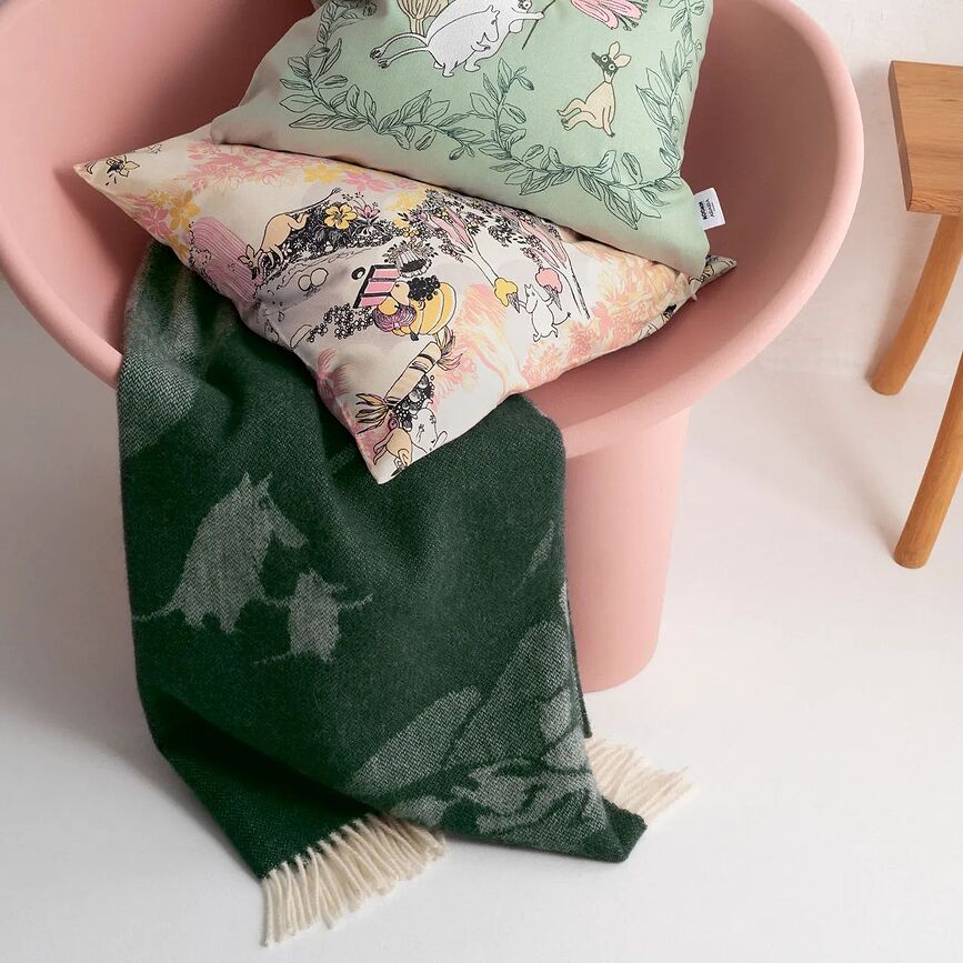Arabia Finland Moomin Housse de Coussin 50 x 50 cm, verte