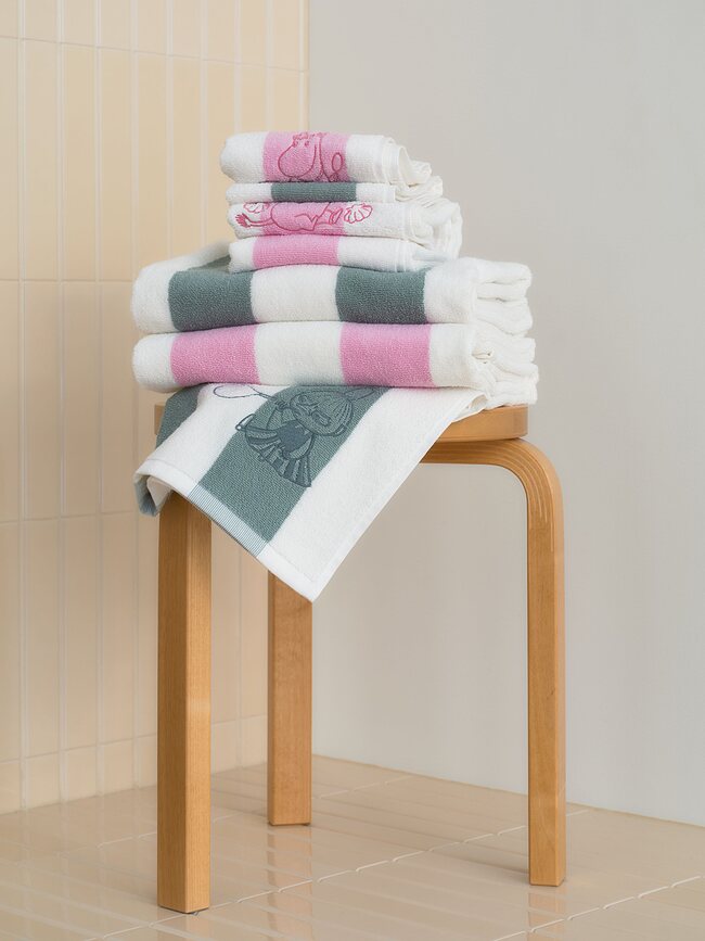 Arabia Finland Stripes Serviette de Bain Moomin à rayures, 70 x 140 cm, bleue