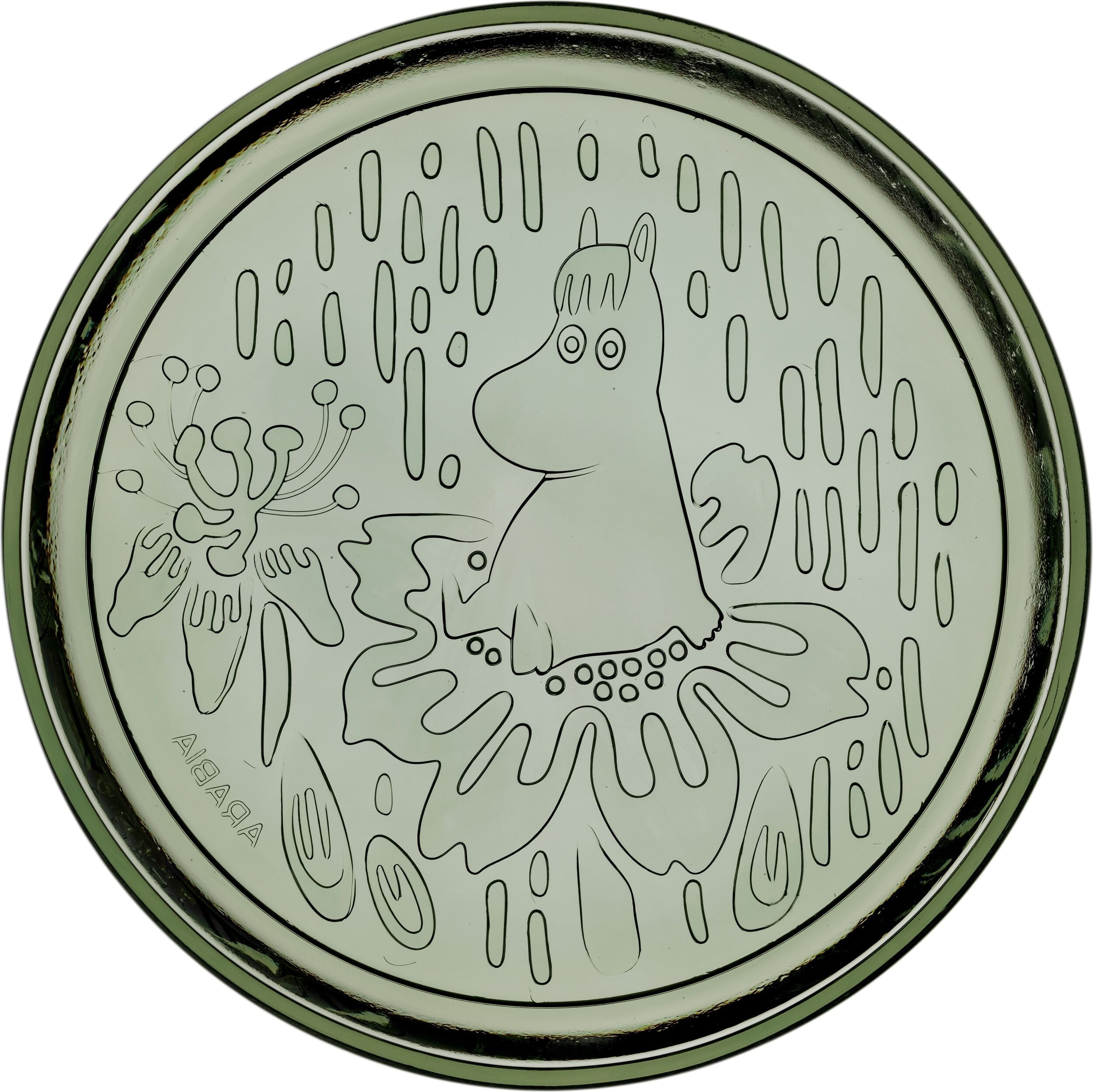Arabia Finland Teller 15,5 cm Mumins grün aus Glas