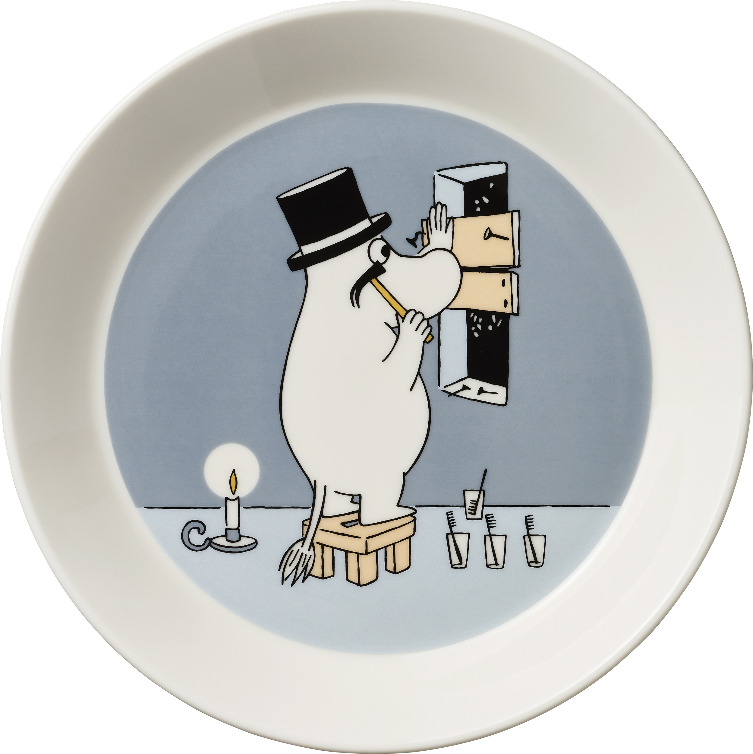 Arabia Finland Teller 19 cm Mumins Muminvater grau