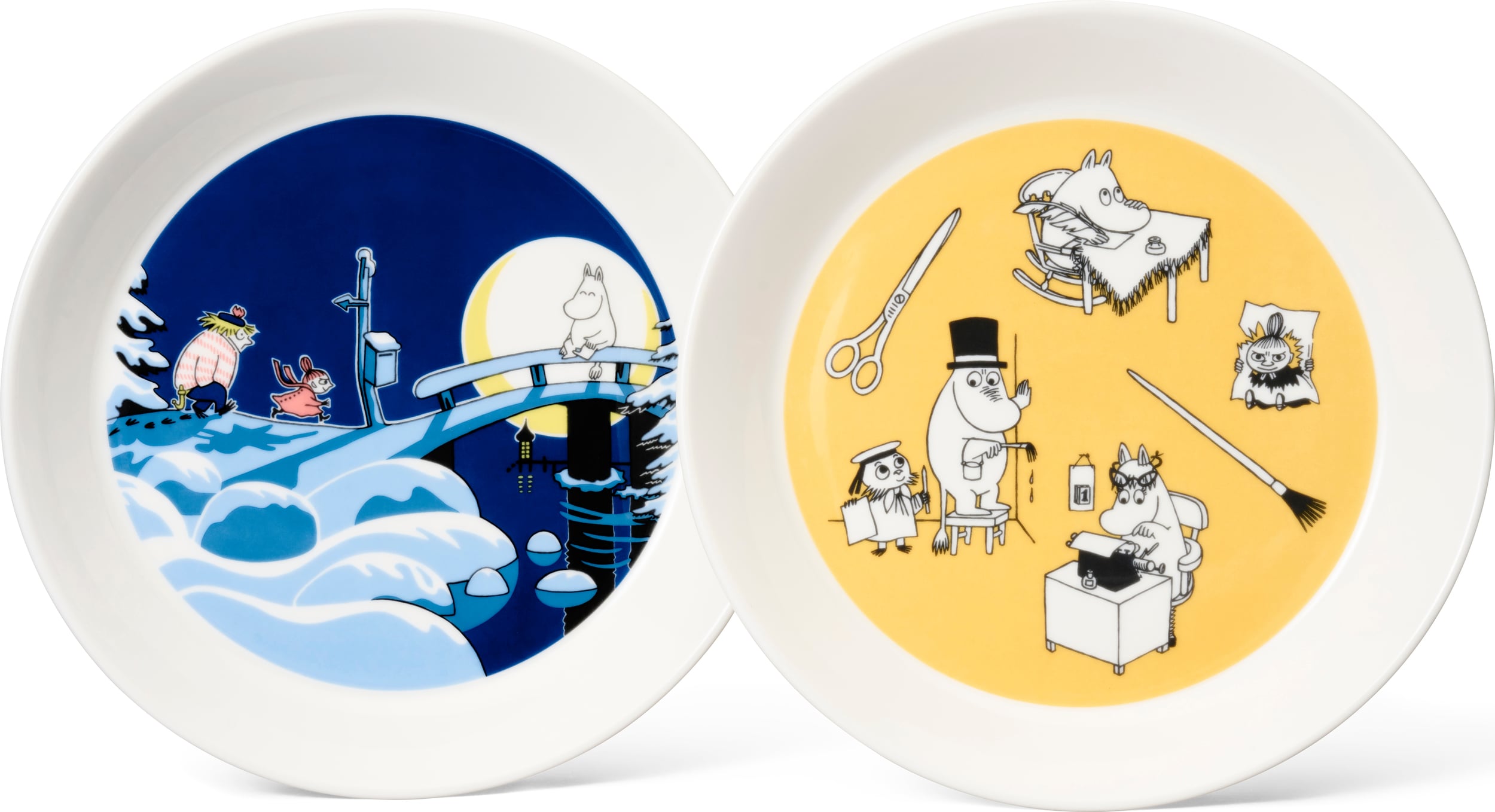 Arabia Finland Teller 19 cm Mumins Office & Winternight 2 St.