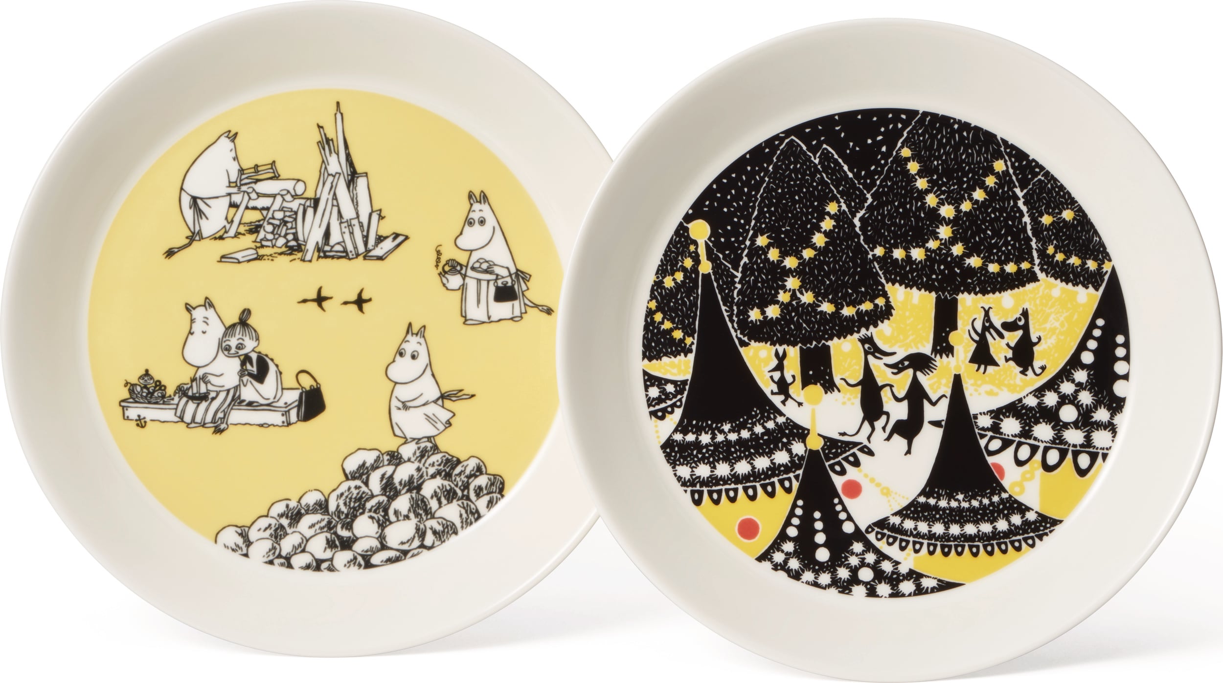 Arabia Finland Teller 19 cm Mumins Yellow & Hurray 2 St.