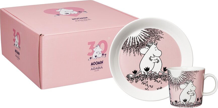 Assiette et tasse Arabia Finland Moomin 'Love 30', set 2 pièces