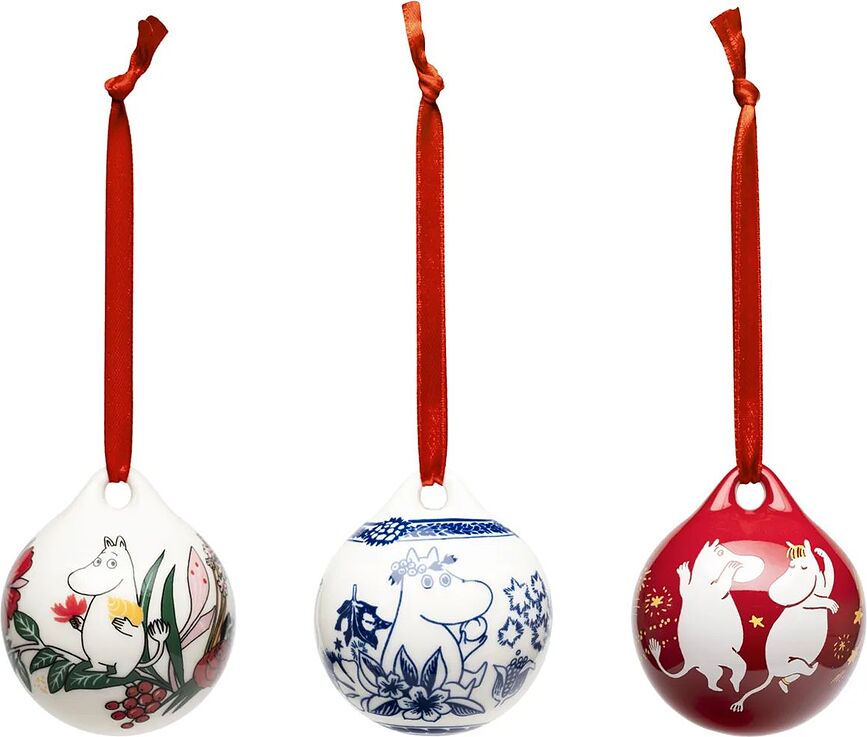 Bolas de Navidad Moomin Festive Moments, Arabia Finland, 3 unidades
