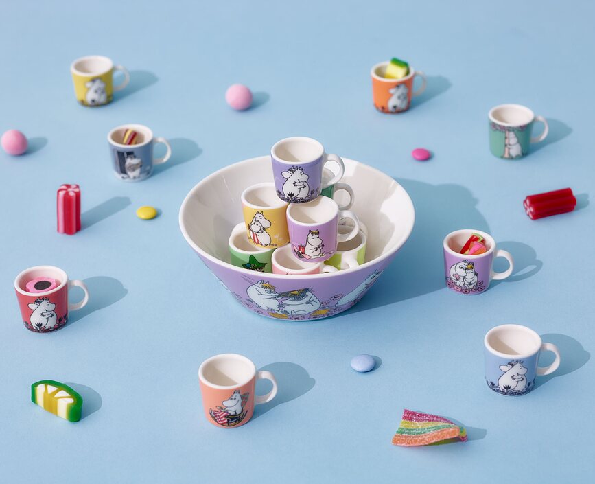 Colgante taza Arabia Finland Moomin Love mini azul