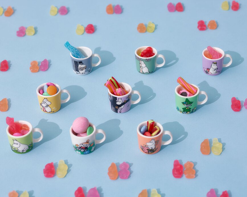 Colgante taza Arabia Finland Moomin Love mini azul