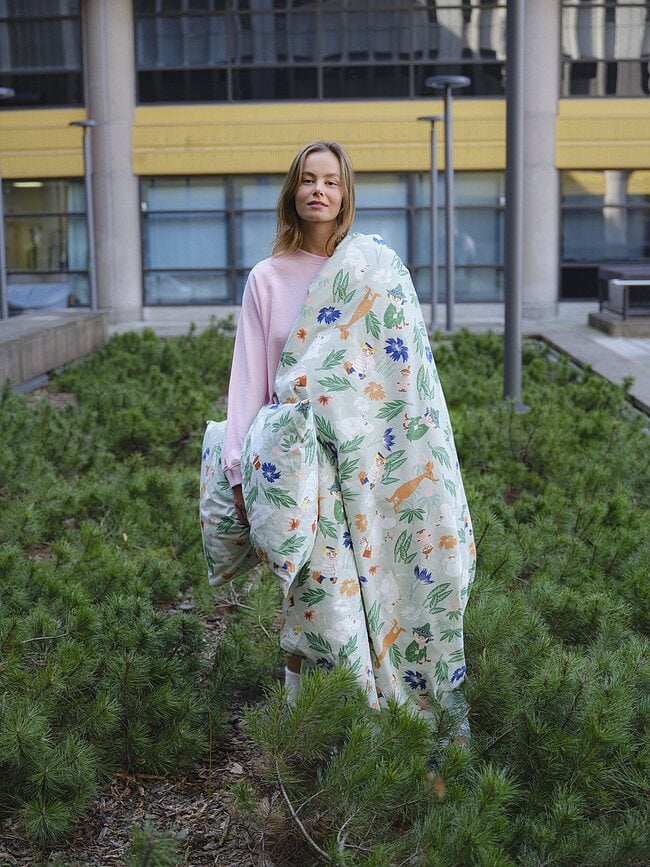 Funda Nórdica Mumin Flower Garden, 140 x 200 cm, con funda de almohada 50 x 60 cm