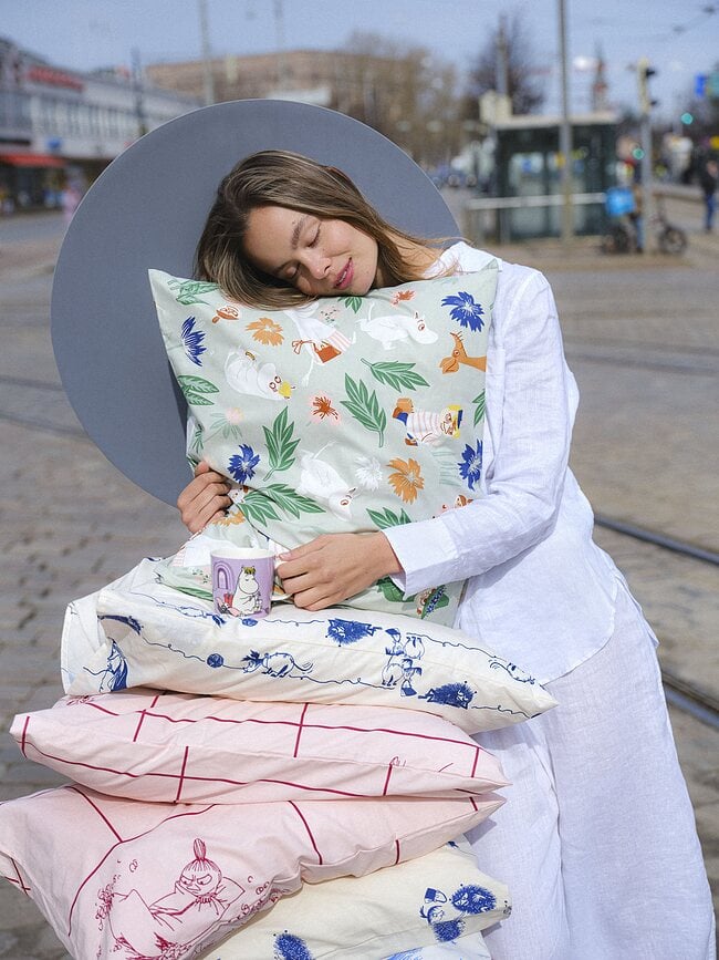 Funda Nórdica Mumin Flower Garden, 140 x 200 cm, con funda de almohada 50 x 60 cm