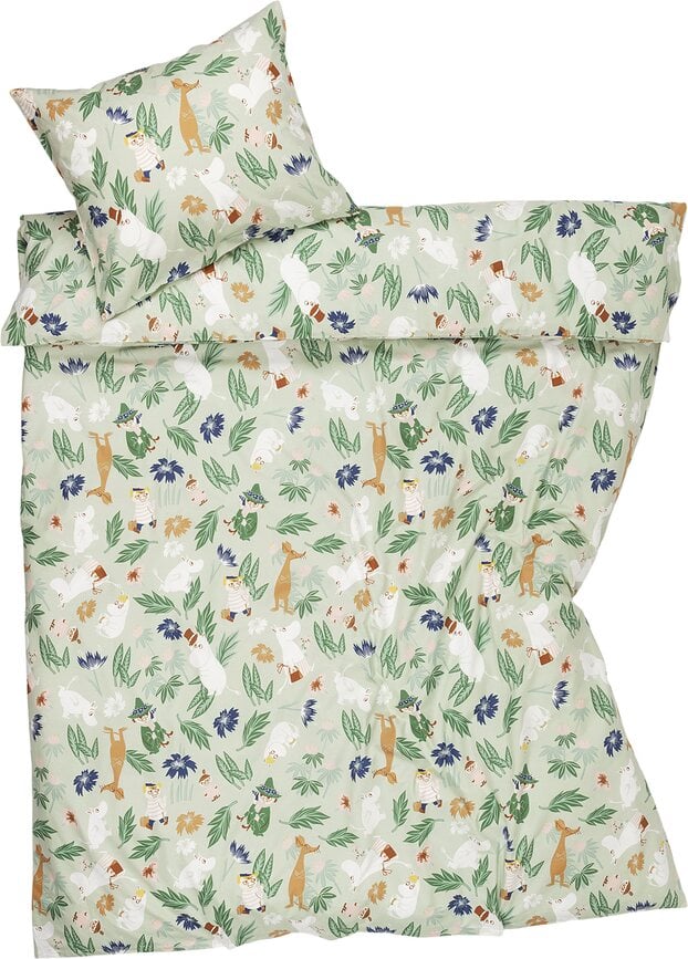 Parure de lit Arabia Finland Moomin Flower Garden 140 x 200 cm avec taie d'oreiller 50 x 70 cm