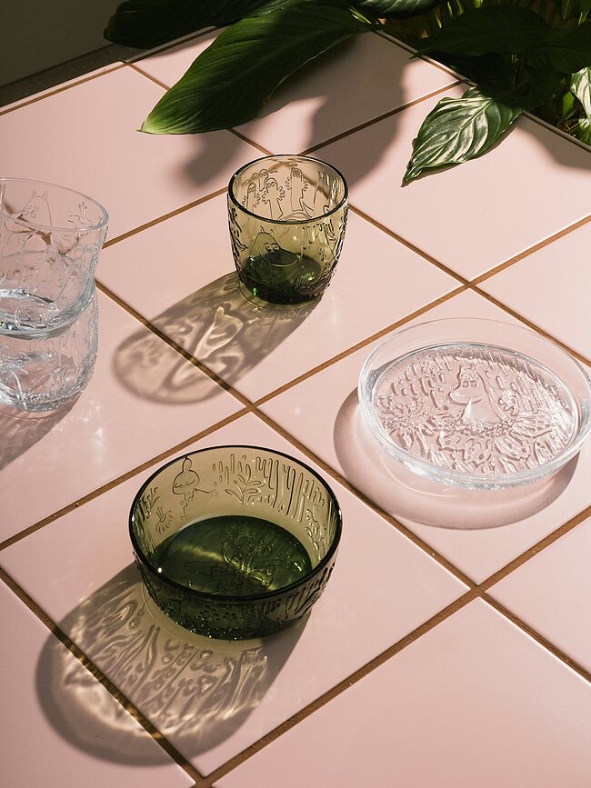 Plato de cristal Arabia Finland Muminki, 15,5 cm, transparente