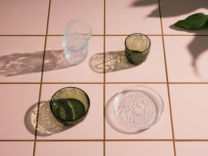 Plato de cristal Arabia Finland Muminki, 15,5 cm, transparente