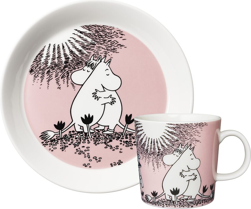 Plato y taza Arabia Finland Moomin 'Love 30', set de 2 piezas