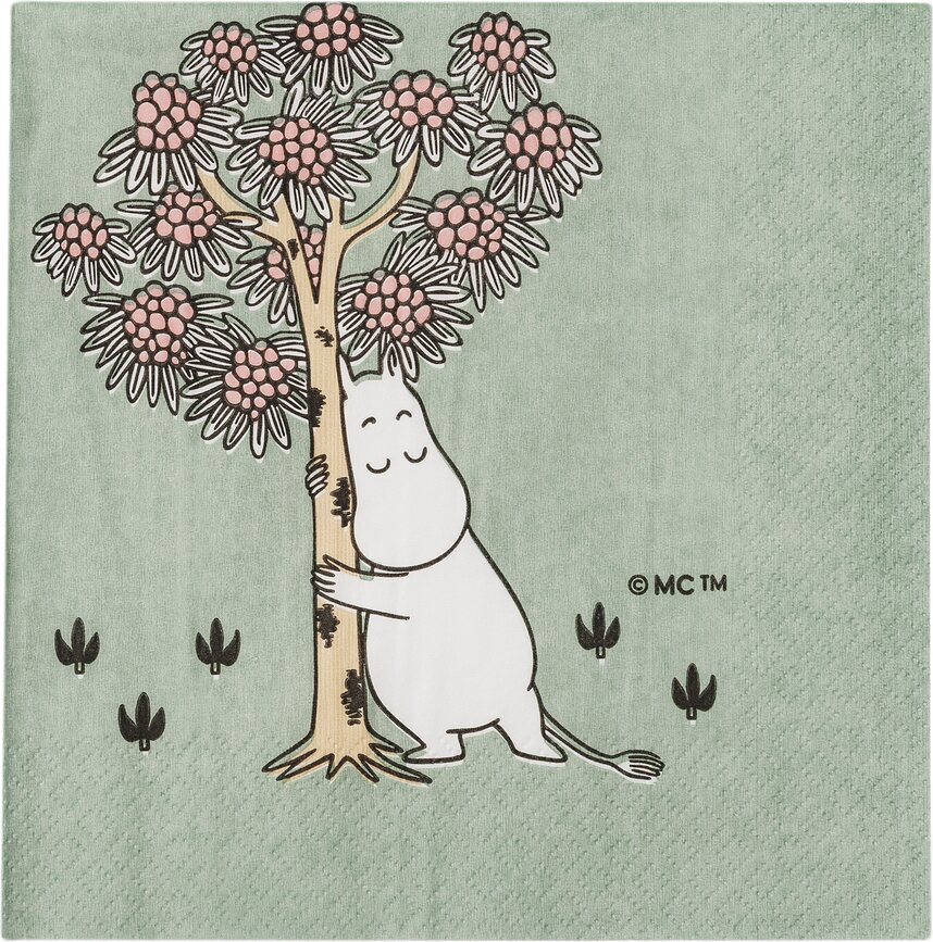 Serviettes en papier Arabia Finland Moomins 'Loving Care' 33 cm, lot de 20