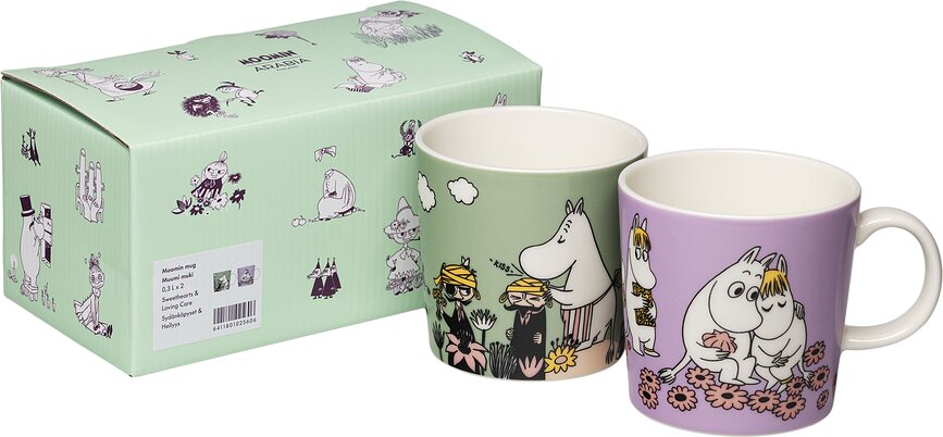 Tasses Arabia Finland Moomin Sweethearts & Loving Care, lot de 2
