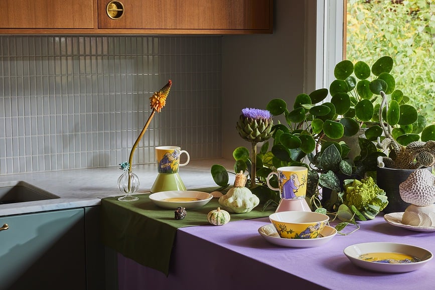 Taza Arabia Finland Moomin, diseño Muminek, verde