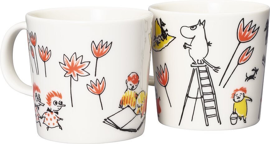 Tazas Arabia Finland Moomin, Moomintroll y Snufkin, blancas, 2 unidades