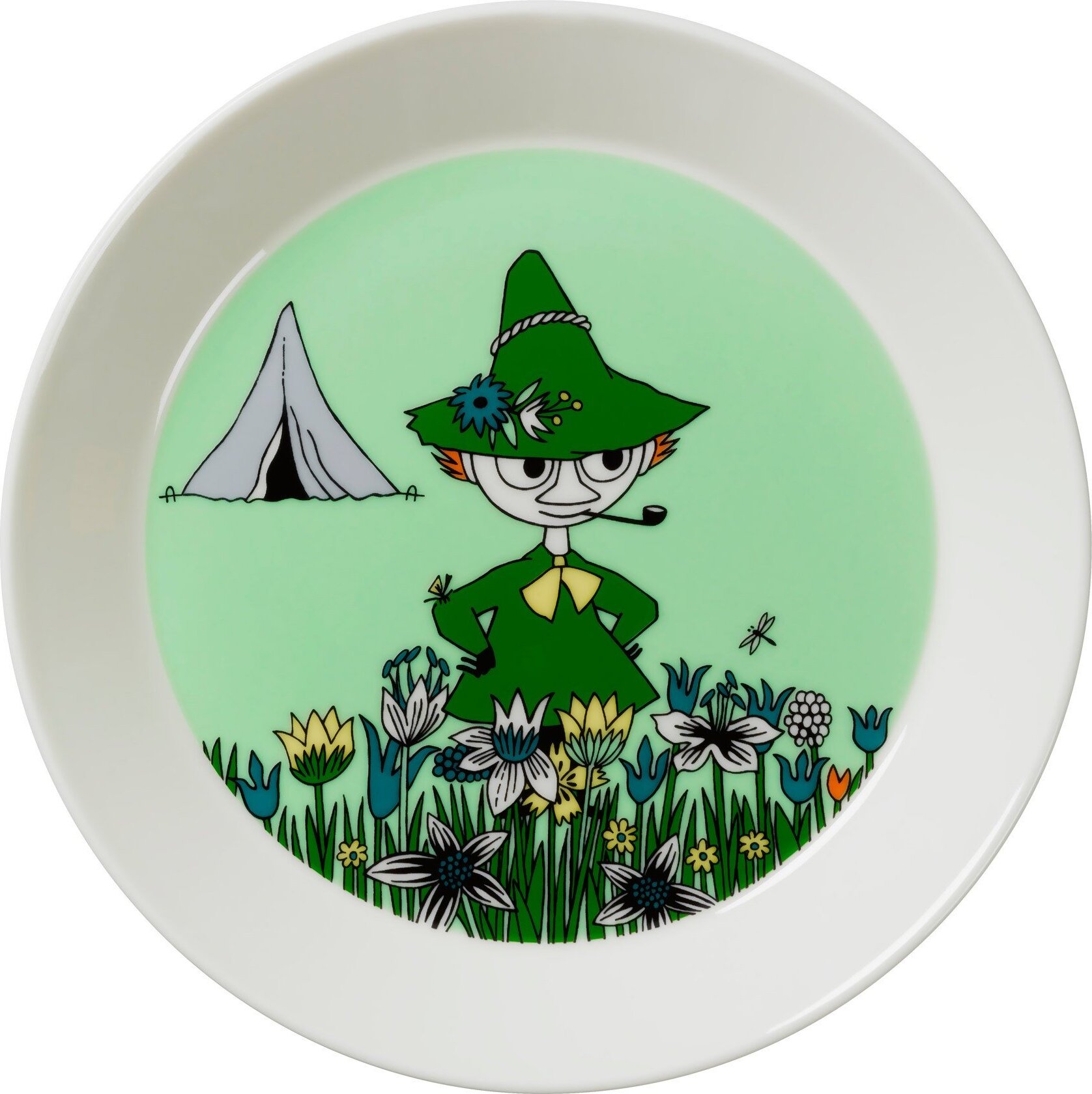Arabia Finland Teller 19 cm Mumins Schnupferich grün