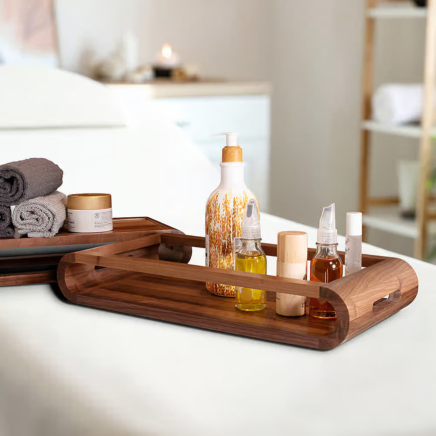 Bandeja de servicio de madera de nogal Vasd, 37 cm