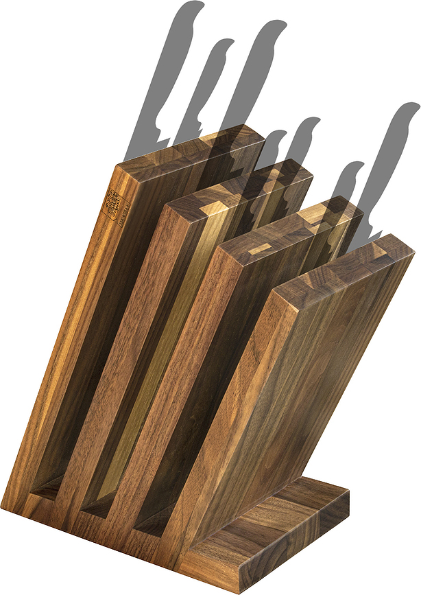 Bloque para Cuchillos magnético Venezia 4, de madera de nogal