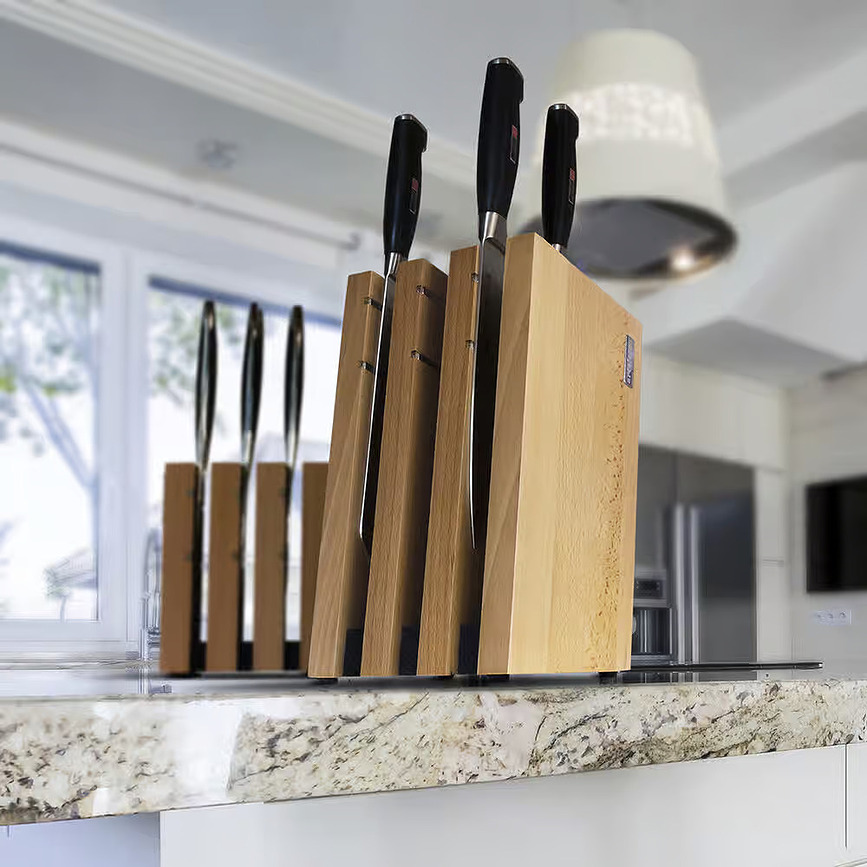 Bloque para cuchillos magnético Milano 3, de madera de haya