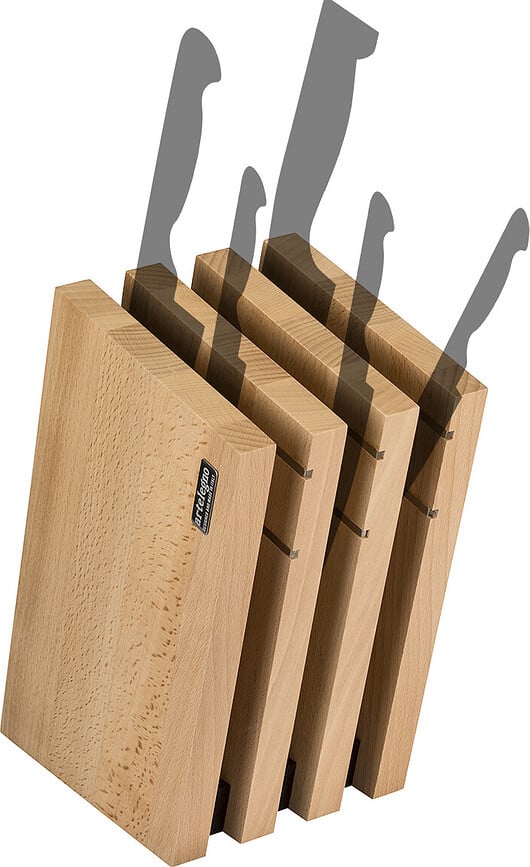 Bloque para cuchillos magnético Milano 3, de madera de haya