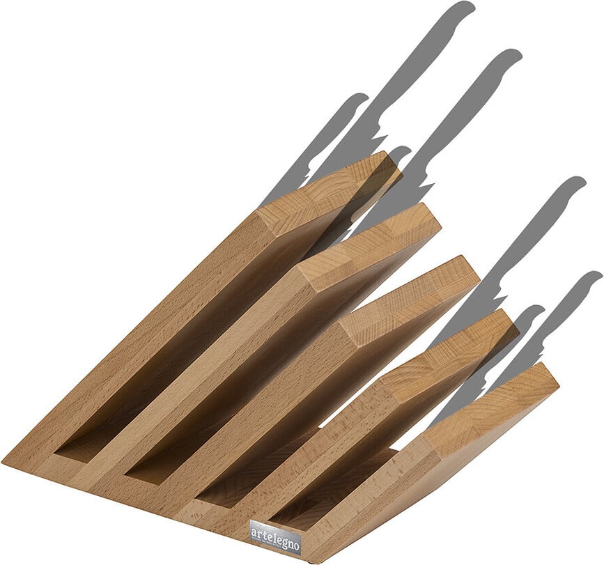 Bloque para Cuchillos magnético Venezia 5, de madera de nogal