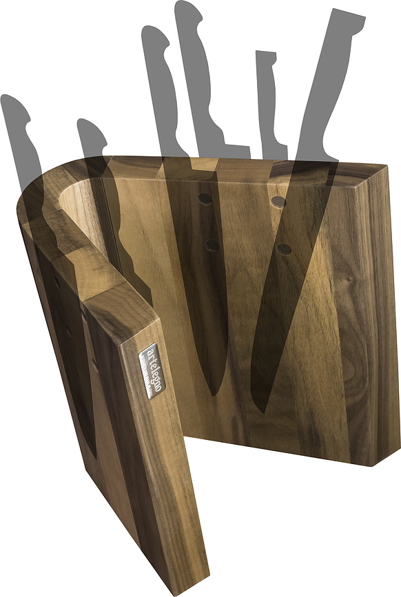 Grand Prix Bloc à Couteaux magnétique, en bois de noyer