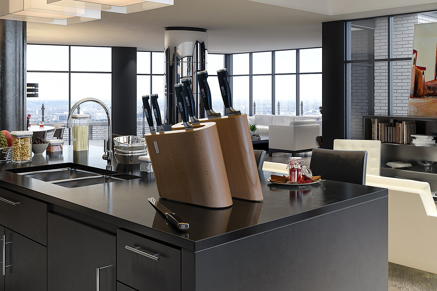 Grand Prix S Bloc à Couteaux magnétique, en bois de noyer