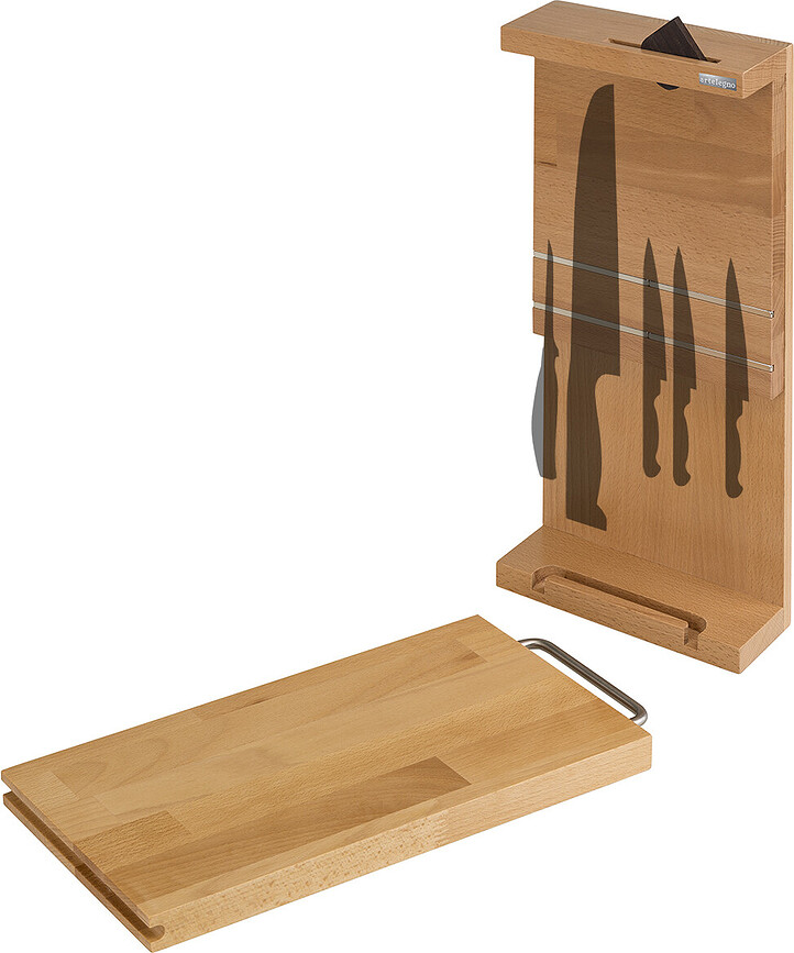 Soporte para cuchillos magnético Bologna, 30 cm, con tabla, Set de 2 piezas