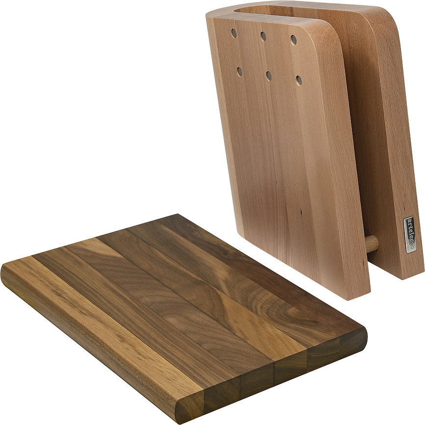 Soporte para Cuchillos magnético de madera de haya Grand Prix, con tabla de cortar, Set de 2 piezas