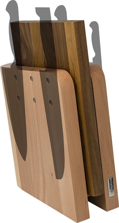 Soporte para Cuchillos magnético de madera de haya Grand Prix, con tabla de cortar, Set de 2 piezas