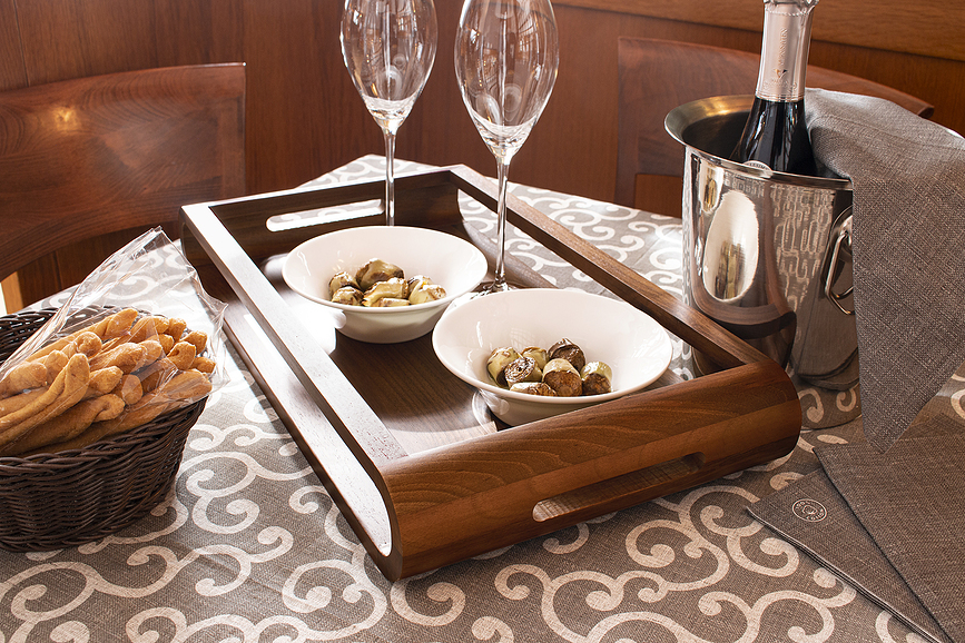 Vasd Plateau de Service 37 cm, en bois de noyer